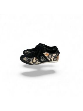 Coach Paxton lace up insignia monogram casual leisure black sneaker shoes size 9
